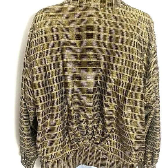 Vintage Retro 80’s Silk Gold Texture Bomber Jacket - Picture 4 of 12
